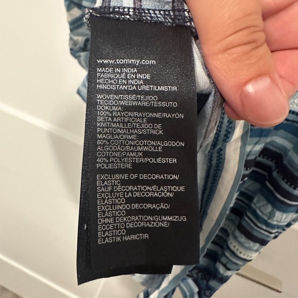 Tommy Hilfiger A-Line Dress Navy Blue White Stripe Sleeveless Size Extra Large - Picture 10 of 10